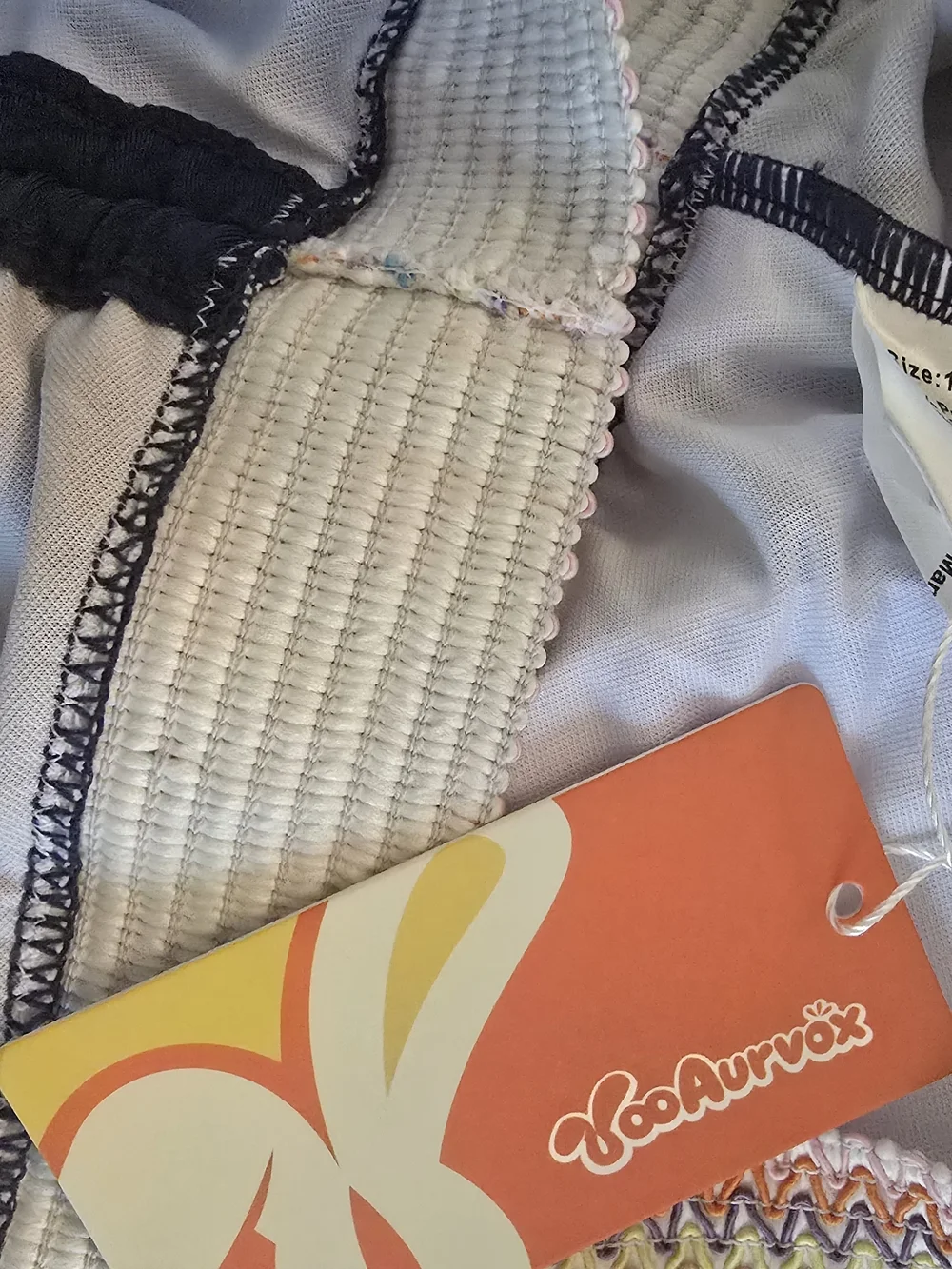 Girls. Navy High-Waist Bikini Set with Zigzag Trim. Size 15/16 Years. NWT.
